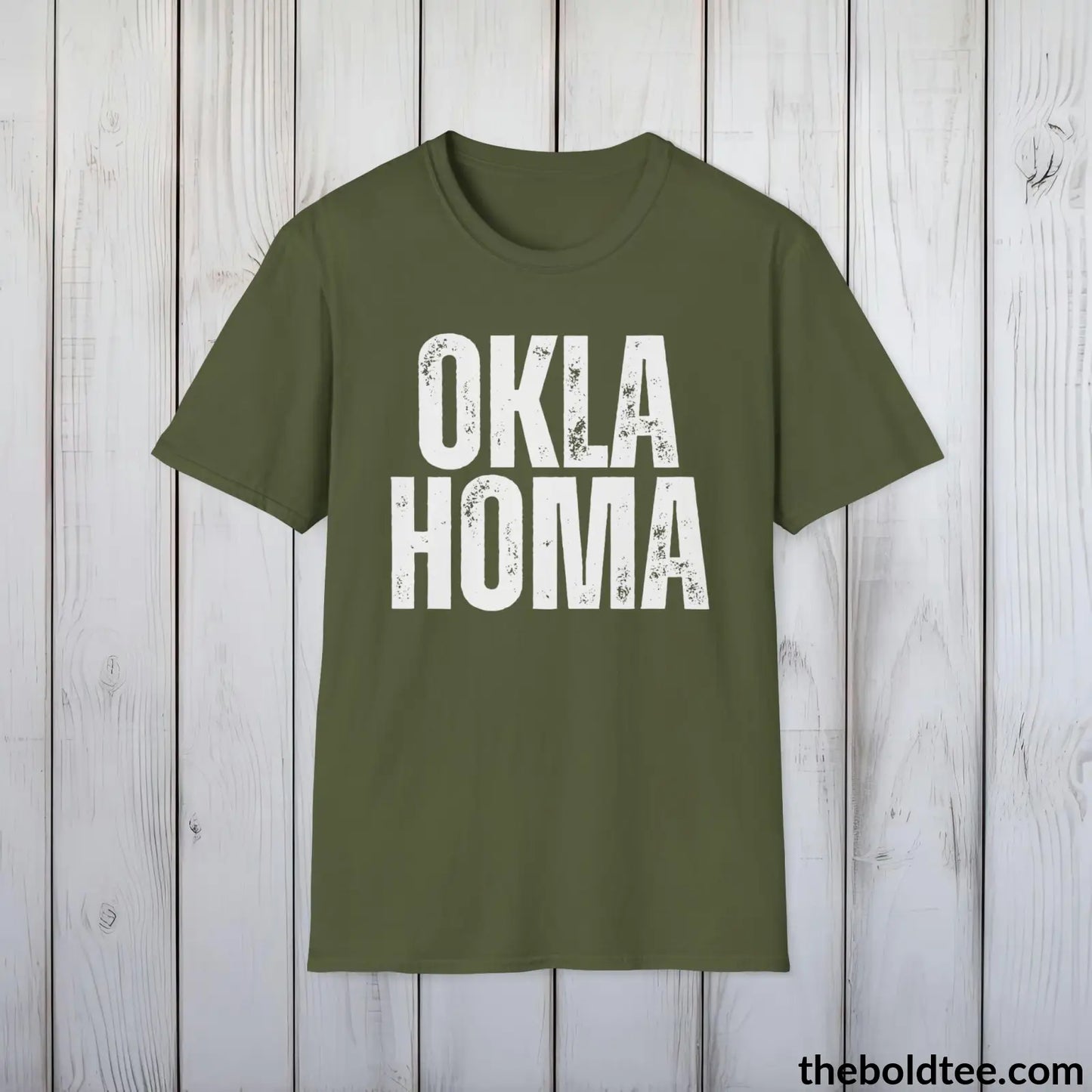 T-Shirt Military Green / S OKLAHOMA Tee - Casual, Sustainable & Soft Cotton Crewneck Unisex T-Shirt - 9 Bold Colors