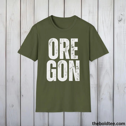 T-Shirt Military Green / S OREGON Tee - Casual, Sustainable & Soft Cotton Crewneck Unisex T-Shirt - 9 Bold Colors