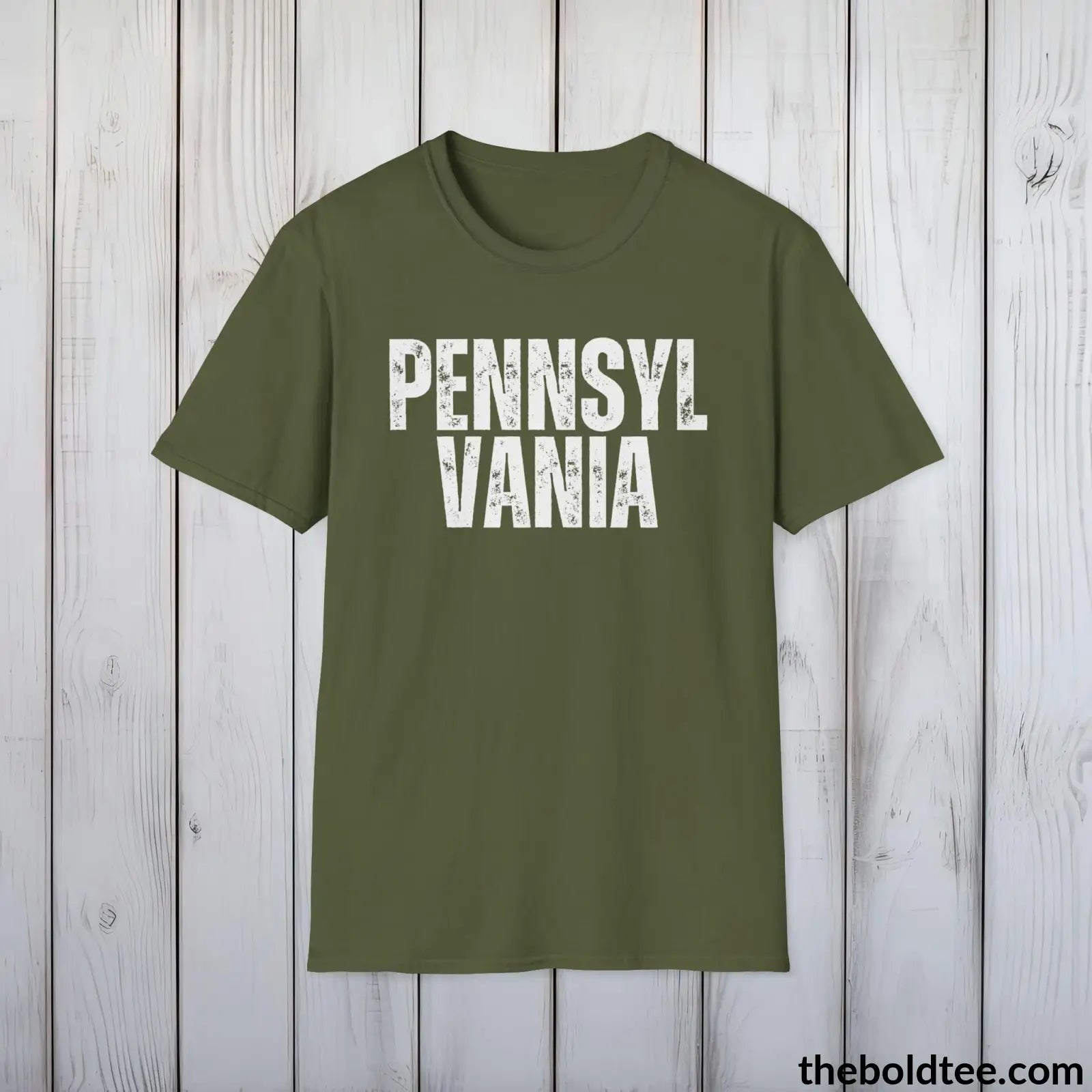 T-Shirt Military Green / S PENNSYLVANIA Tee - Casual, Sustainable & Soft Cotton Crewneck Unisex T-Shirt - 9 Bold Colors