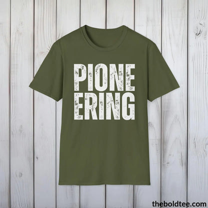 T-Shirt Military Green / S PIONEERING Tee - Casual, Sustainable & Soft Cotton Crewneck Unisex T-Shirt - 9 Bold Colors