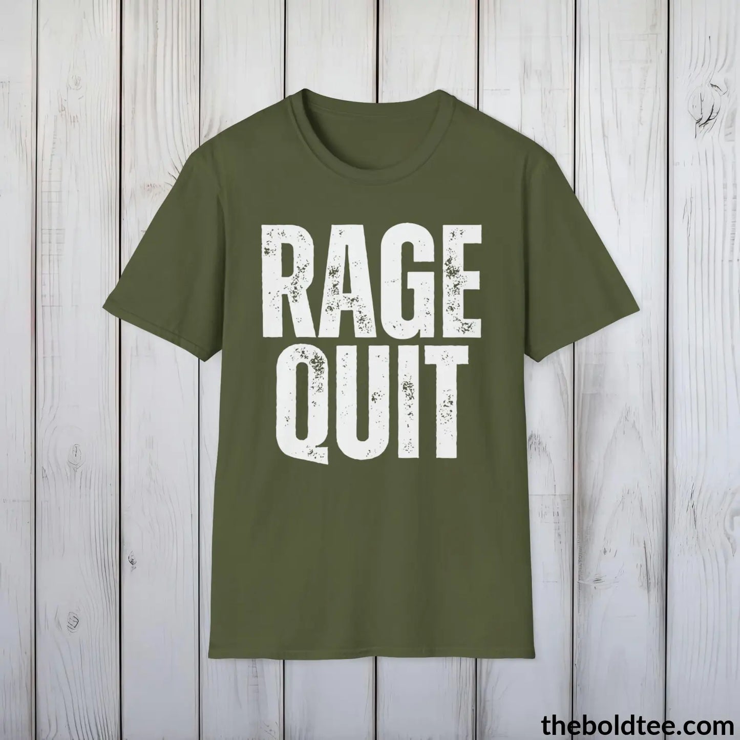 T-Shirt Military Green / S RAGE QUIT Gamer Tee - Sustainable & Soft Cotton Crewneck Unisex T-Shirt - 9 Bold Colors