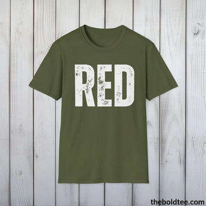 T-Shirt Military Green / S RED Tee - Bold Urbnan Cotton T-Shirt - 9 Epic Colors Available