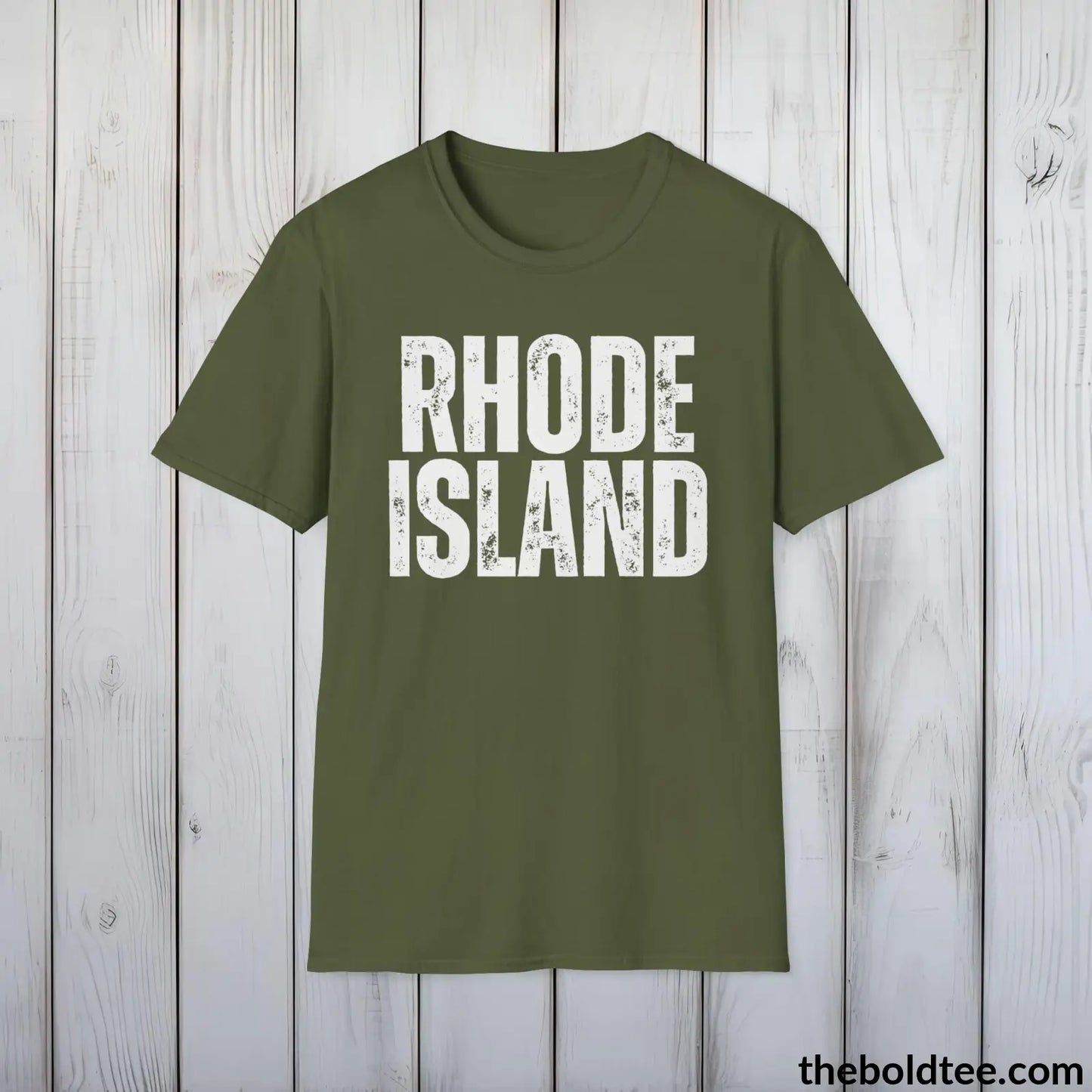 T-Shirt Military Green / S RHODE ISLAND Tee - Casual, Sustainable & Soft Cotton Crewneck Unisex T-Shirt - 9 Bold Colors