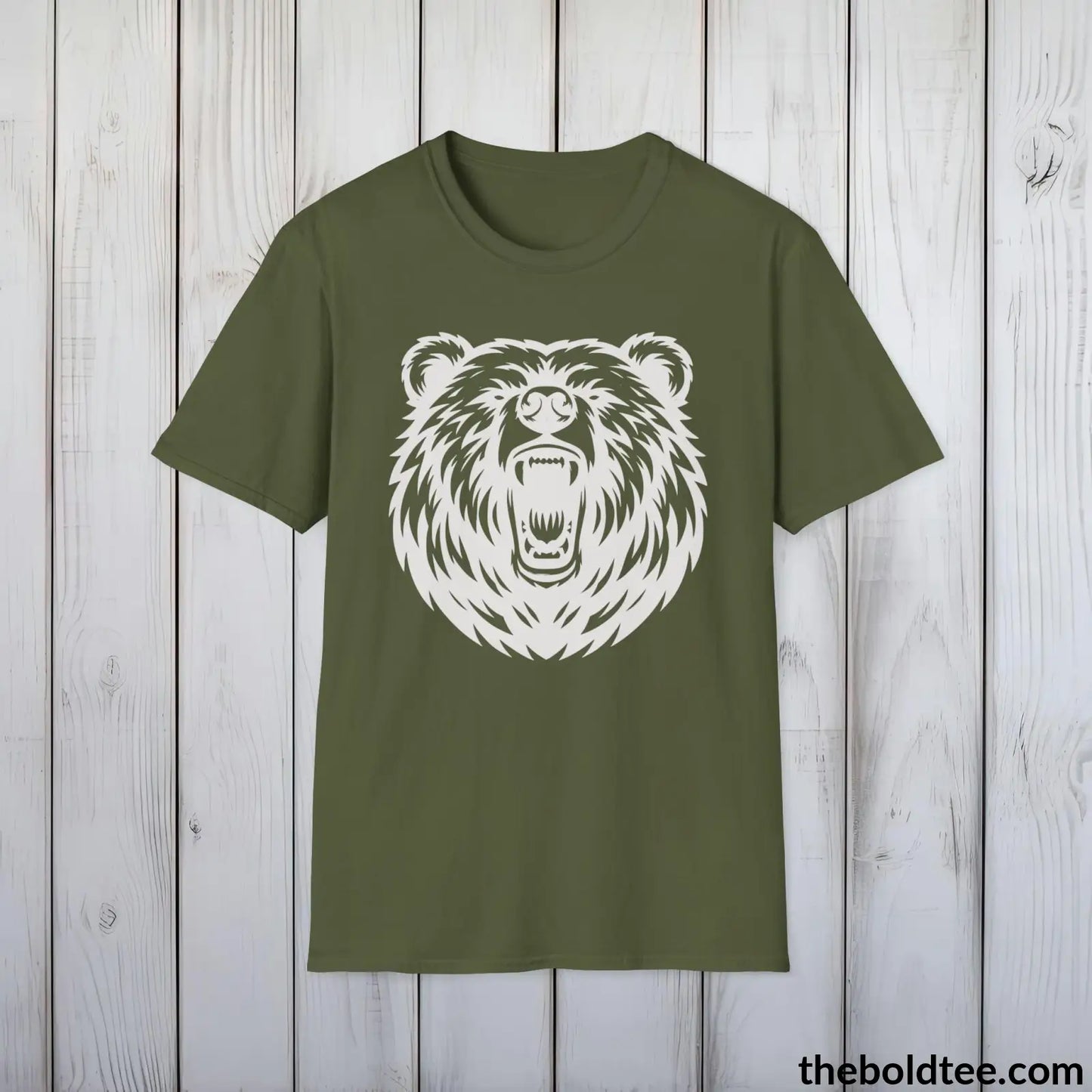 T-Shirt Military Green / S Roaring Bear Tee - Bold Urbnan Cotton T-Shirt - 9 Epic Dark Colors Available