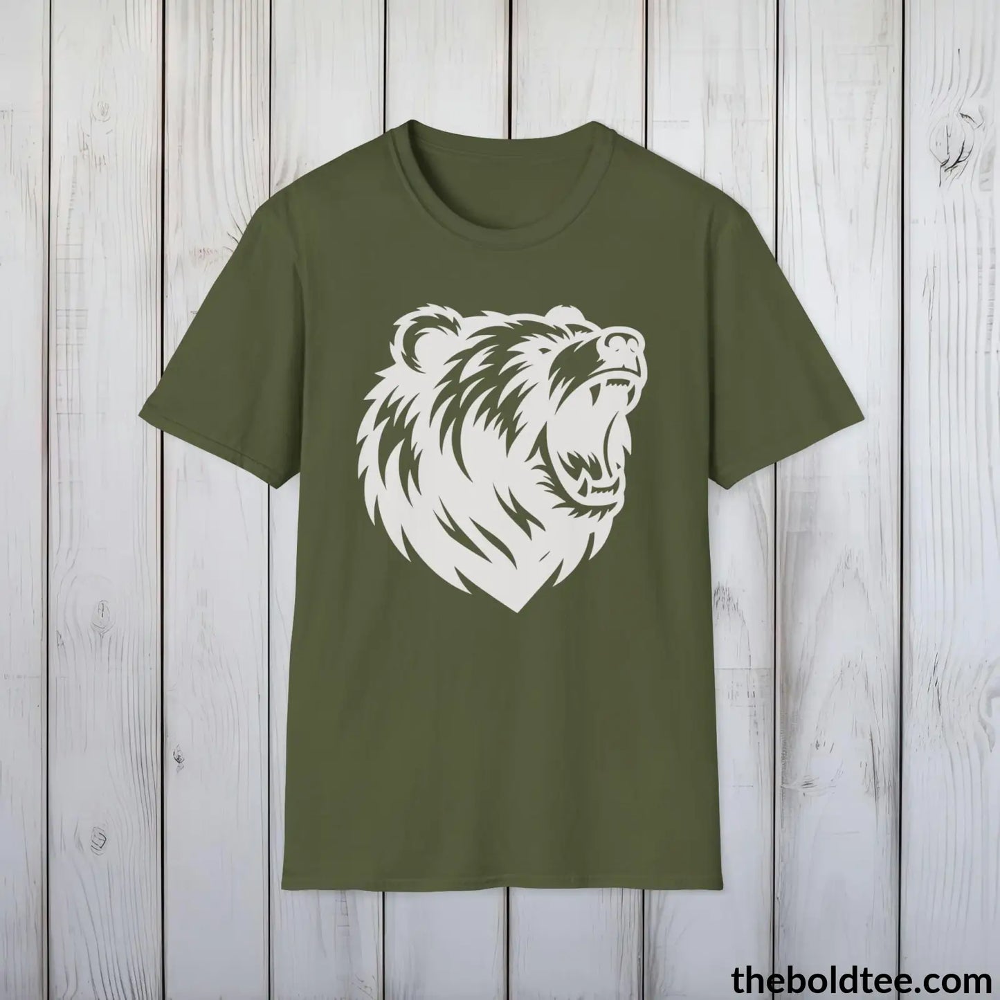 T-Shirt Military Green / S Roaring Bear Tee - Bold Urbnan Cotton T-Shirt - 9 Epic Dark Colors Available