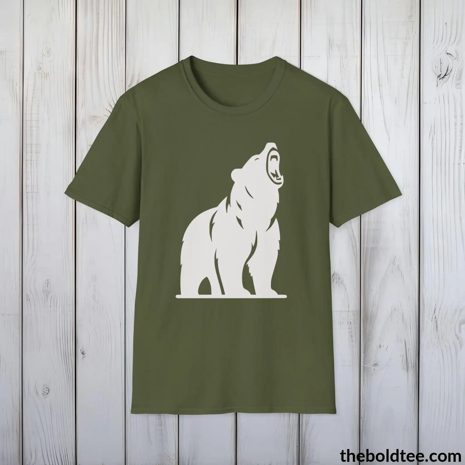 T-Shirt Military Green / S Roaring Bear Tee - Bold Urbnan Cotton T-Shirt - 9 Epic Dark Colors Available