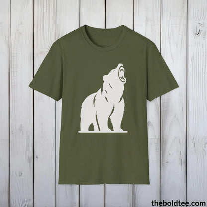 T-Shirt Military Green / S Roaring Bear Tee - Bold Urbnan Cotton T-Shirt - 9 Epic Dark Colors Available