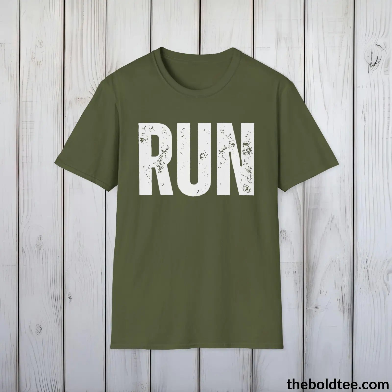 T-Shirt Military Green / S RUN Tee - Bold Urbnan Cotton T-Shirt - 9 Epic Colors Available