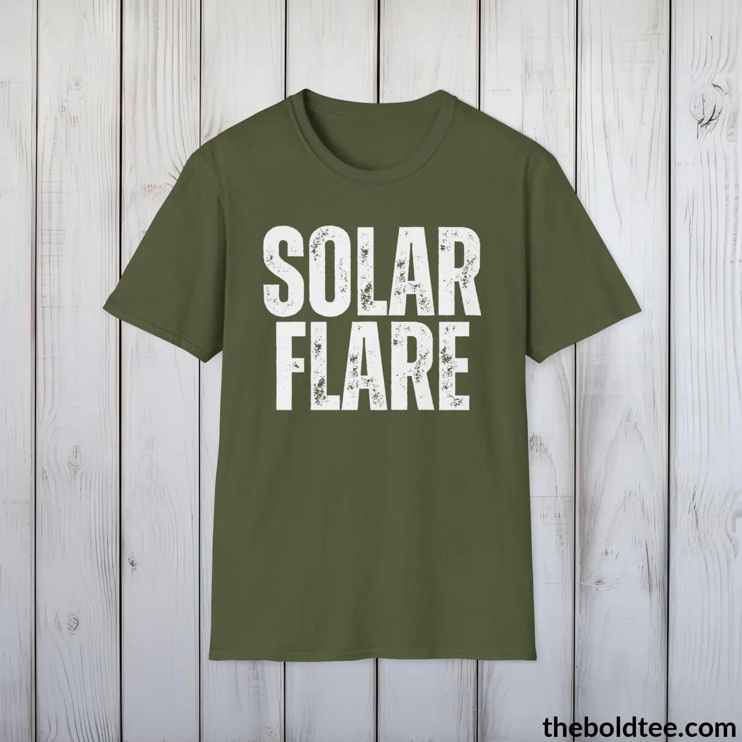 T-Shirt Military Green / S SOLAR FLARE Space Tee - Casual, Sustainable & Soft Cotton Crewneck Unisex T-Shirt - 9 Bold Colors