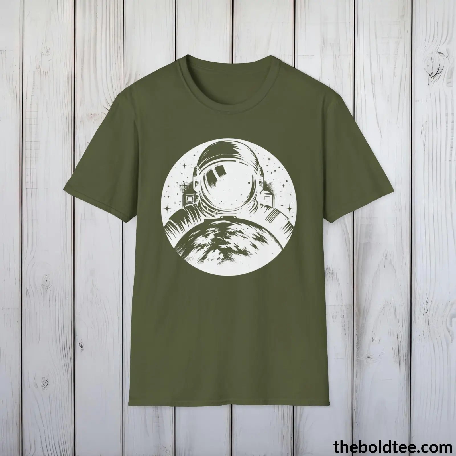 T-Shirt Military Green / S Space Ship Tee - Sustainable & Soft Cotton Crewneck Unisex T-Shirt - 9 Bold Colors