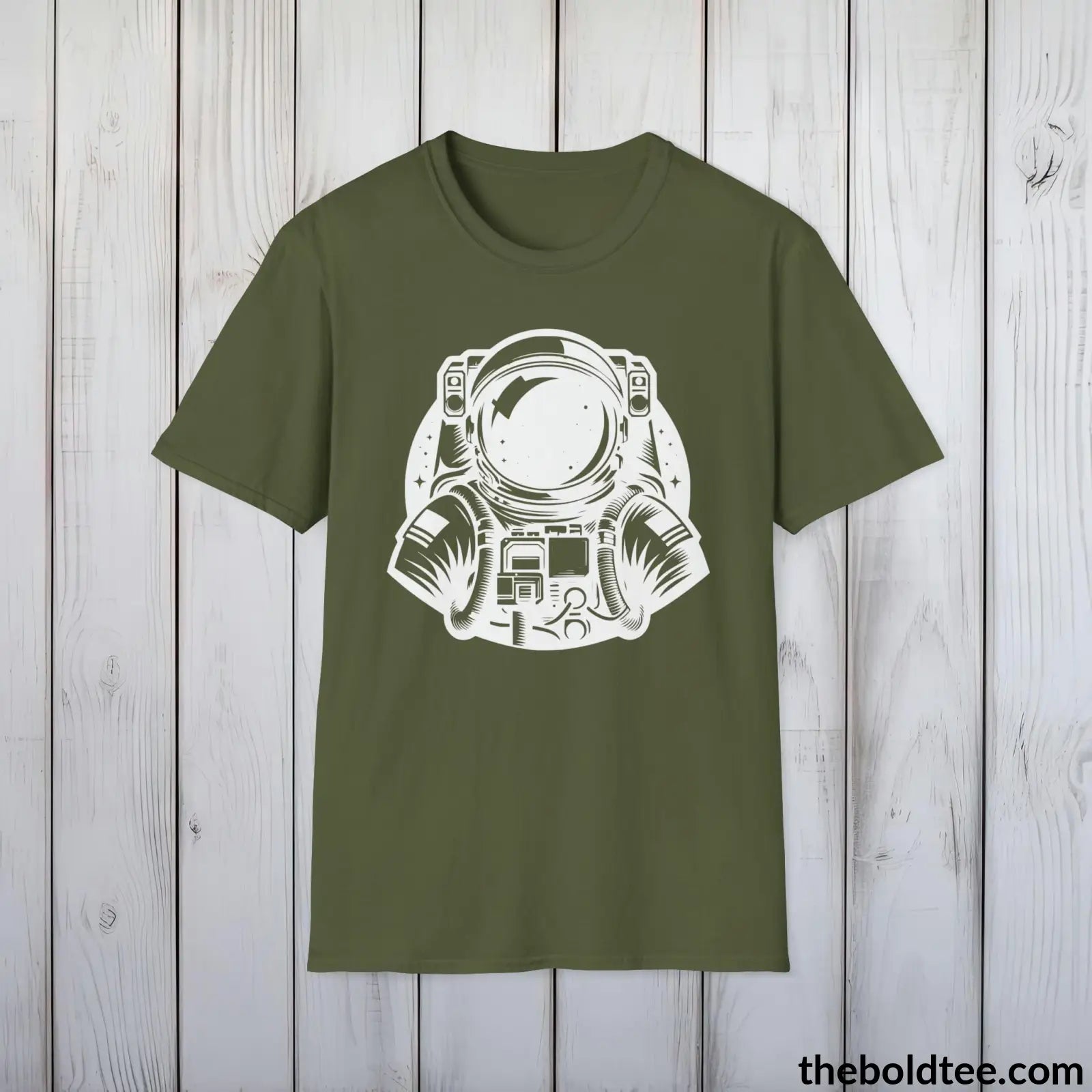 T-Shirt Military Green / S Space Ship Tee - Sustainable & Soft Cotton Crewneck Unisex T-Shirt - 9 Bold Colors