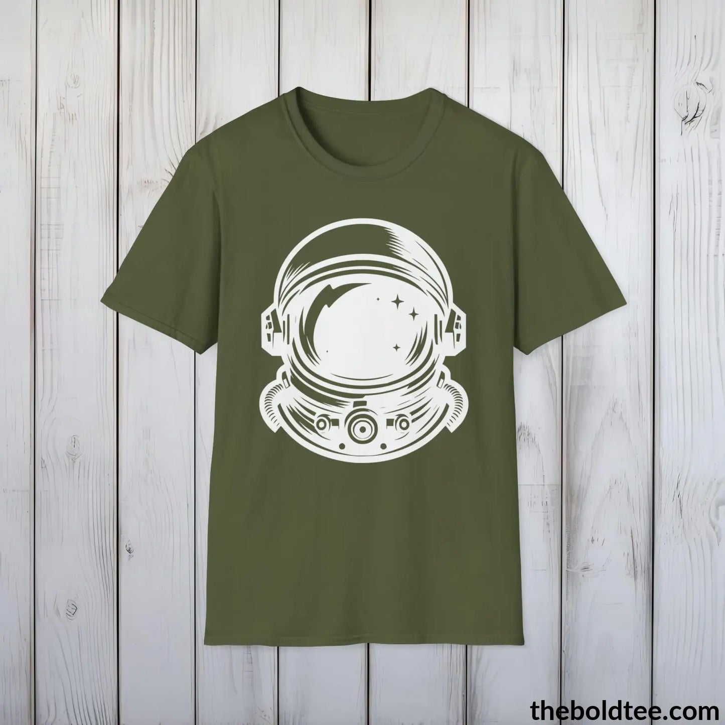 T-Shirt Military Green / S Space Ship Tee - Sustainable & Soft Cotton Crewneck Unisex T-Shirt - 9 Bold Colors