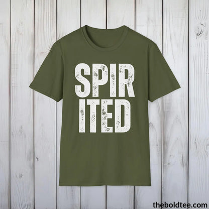 T-Shirt Military Green / S SPIRITED Tee - Casual, Sustainable & Soft Cotton Crewneck Unisex T-Shirt - 9 Bold Colors