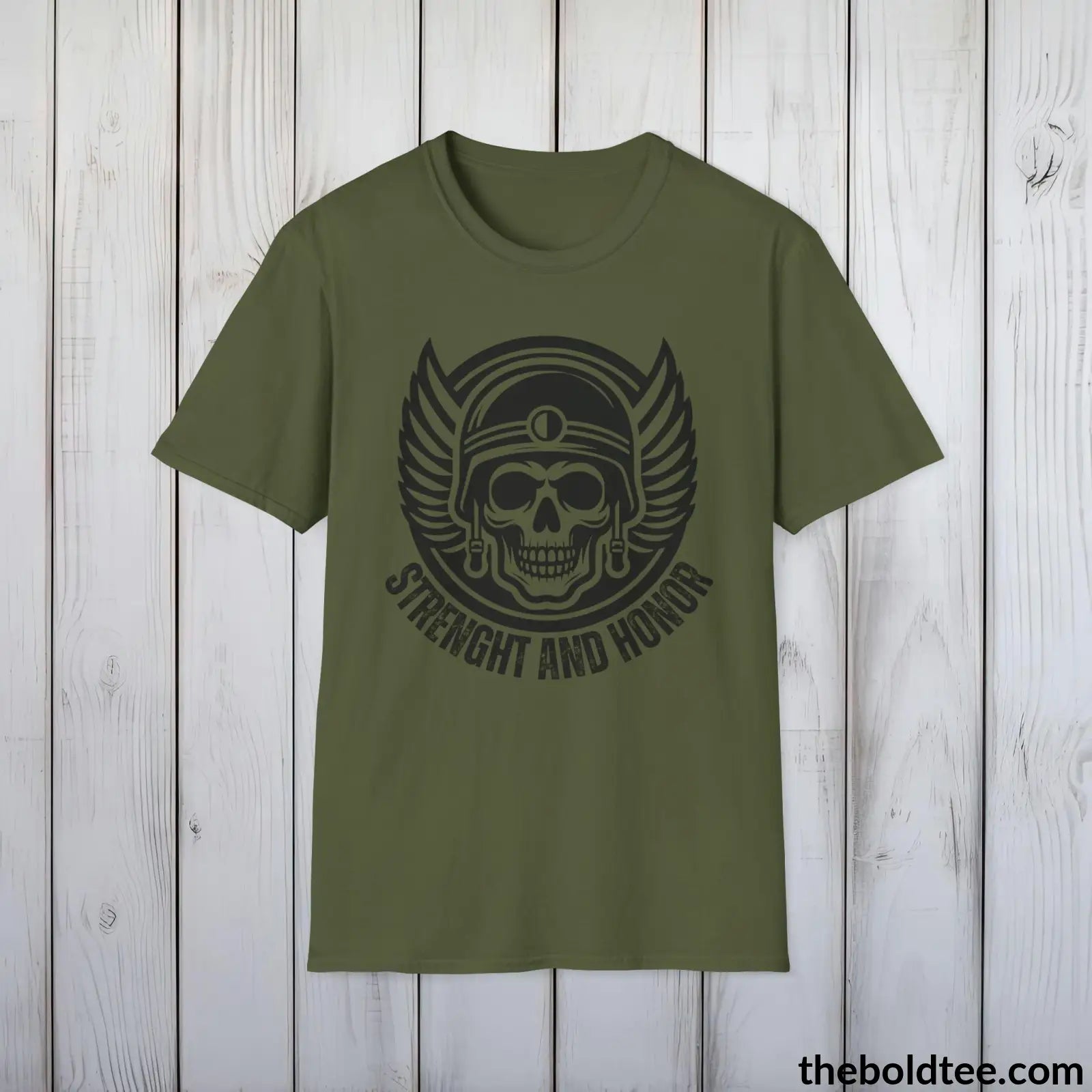 T-Shirt Military Green / S STRENGHT AND HONOR Military Tee - Strong & Versatile Cotton Crewneck T-Shirt - 9 Bold Colors