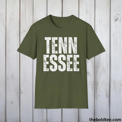 T-Shirt Military Green / S TENNESSEE Tee - Casual, Sustainable & Soft Cotton Crewneck Unisex T-Shirt - 9 Bold Colors