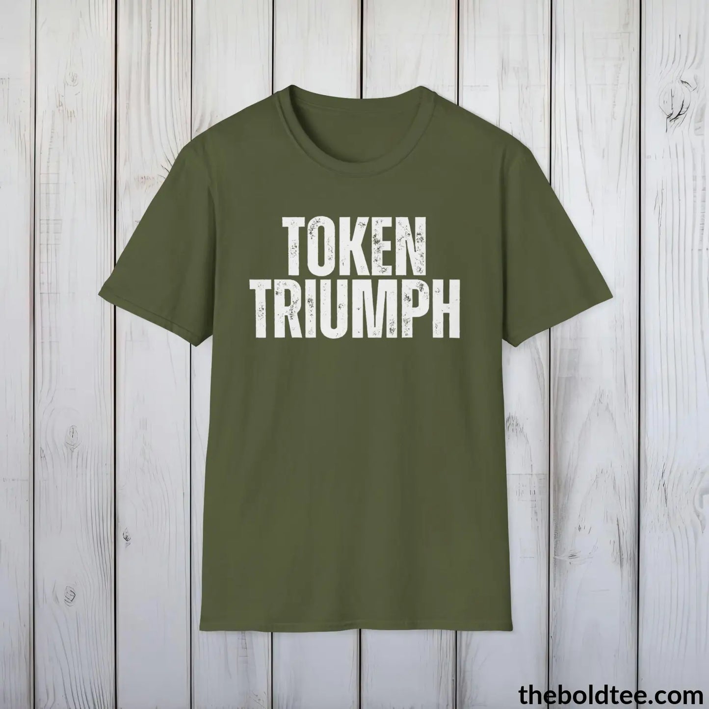 T-Shirt Military Green / S TOKEN TRIUMPH Cryptocurrency Tee - Sustainable & Soft Cotton Crewneck Unisex T-Shirt - 9 Bold Colors