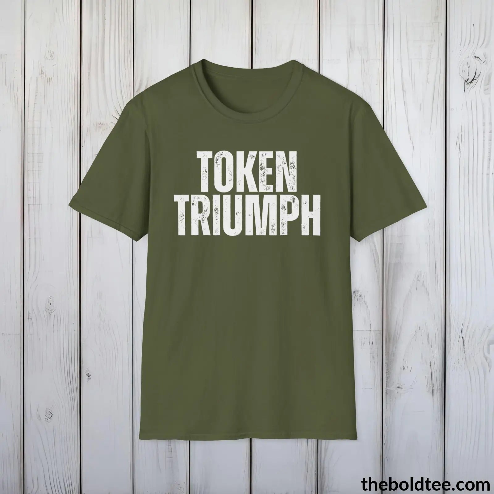 T-Shirt Military Green / S TOKEN TRIUMPH Cryptocurrency Tee - Sustainable & Soft Cotton Crewneck Unisex T-Shirt - 9 Bold Colors