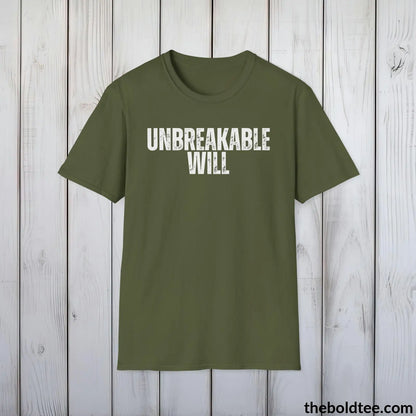 T-Shirt Military Green / S UNBREAKABLE WILL Military Tee - Strong & Versatile Cotton Crewneck T-Shirt - 9 Bold Colors