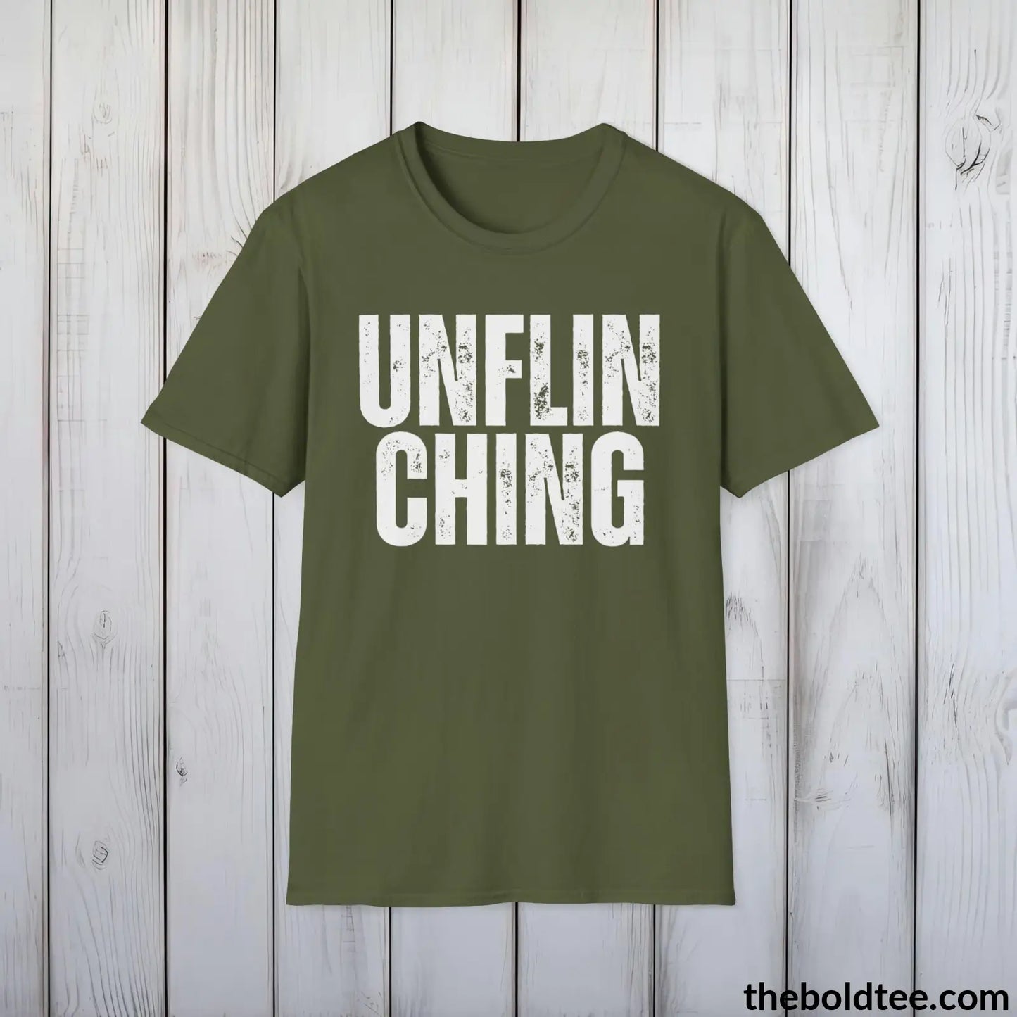 T-Shirt Military Green / S UNFLINCHING Tee - Casual, Sustainable & Soft Cotton Crewneck Unisex T-Shirt - 9 Bold Colors