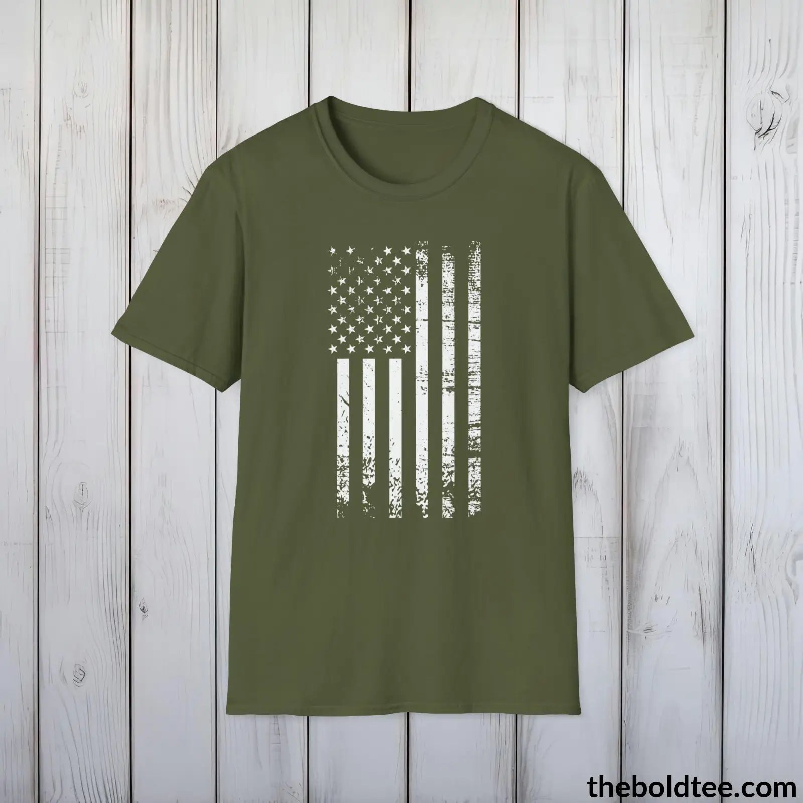 T-Shirt Military Green / S US FLAG Military Tee - Strong & Versatile Cotton Crewneck T-Shirt - 9 Bold Colors