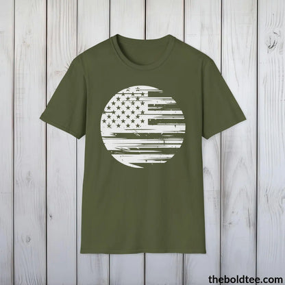 T-Shirt Military Green / S US FLAG Military Tee - Strong & Versatile Cotton Crewneck T-Shirt - 9 Bold Colors