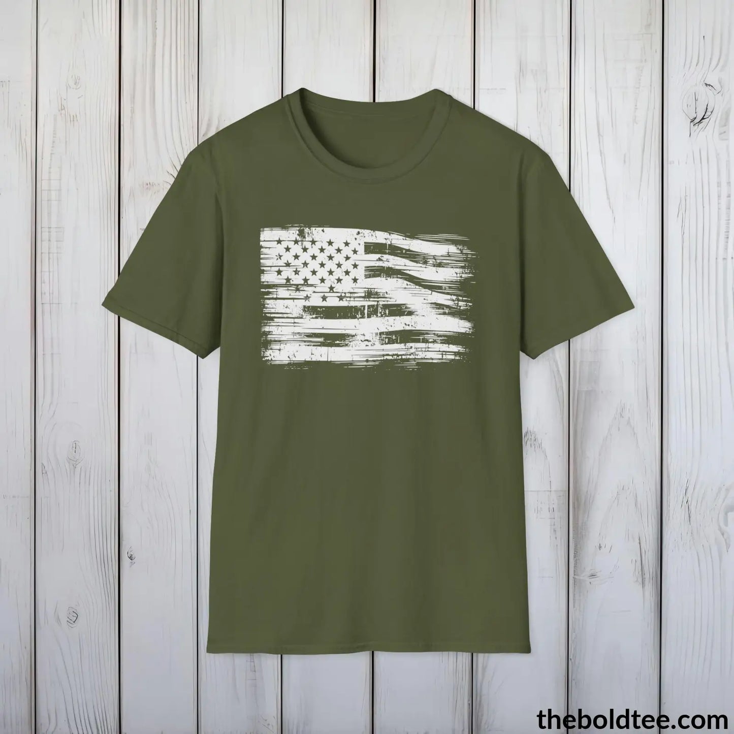 T-Shirt Military Green / S US FLAG Military Tee - Strong & Versatile Cotton Crewneck T-Shirt - 9 Bold Colors