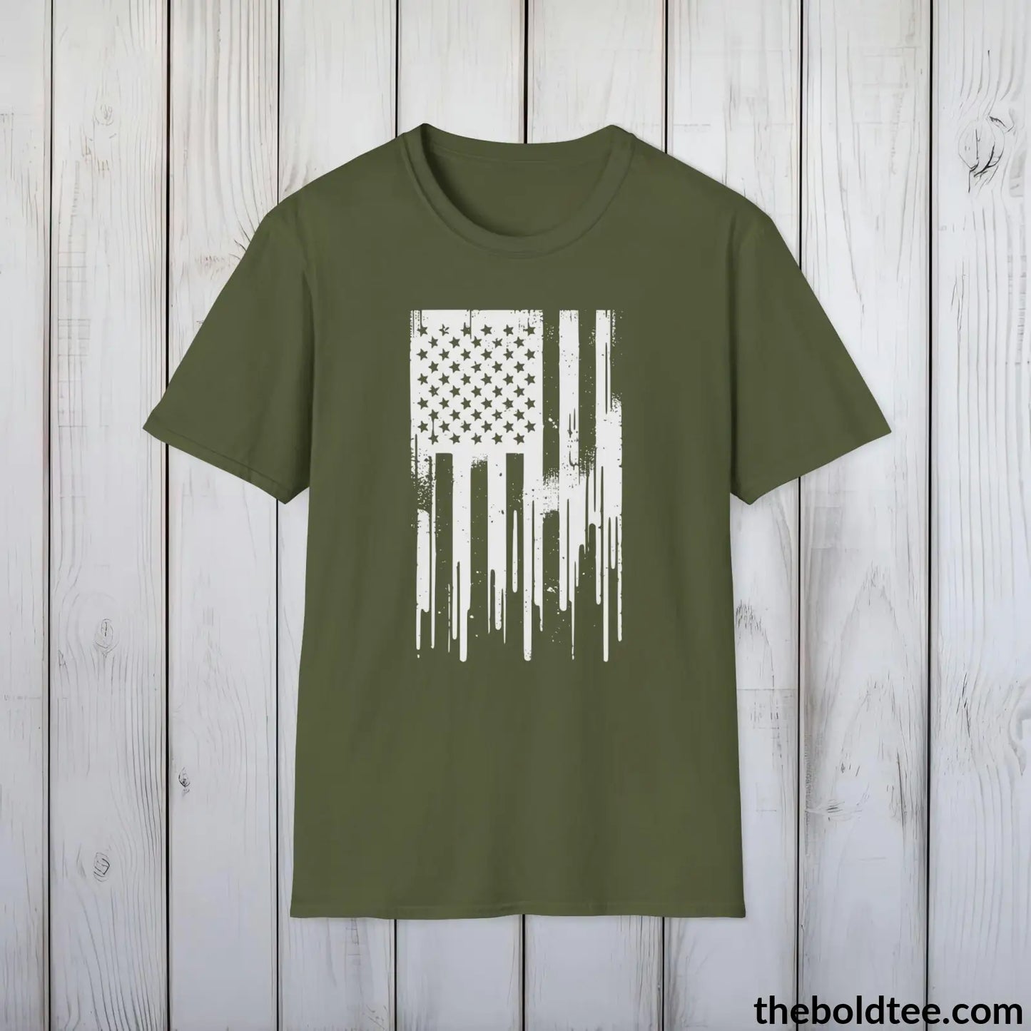 T-Shirt Military Green / S US FLAG Military Tee - Strong & Versatile Cotton Crewneck T-Shirt - 9 Bold Colors