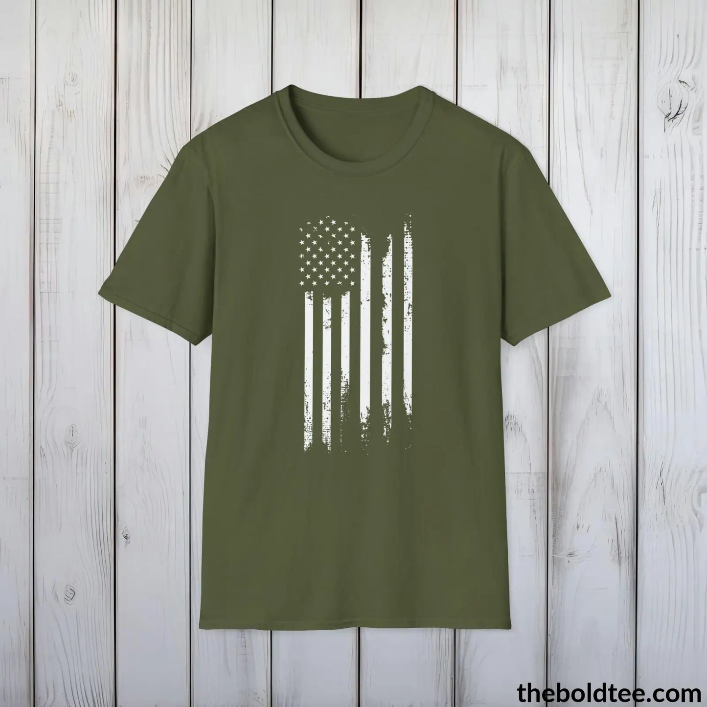 T-Shirt Military Green / S US FLAG Military Tee - Strong & Versatile Cotton Crewneck T-Shirt - 9 Bold Colors