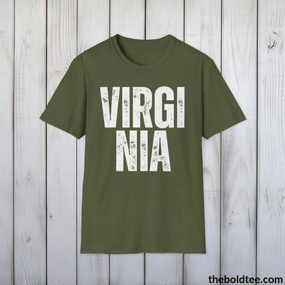 T-Shirt Military Green / S VIRGINIA - Casual, Sustainable & Soft Cotton Crewneck Unisex T-Shirt - 9 Bold Colors