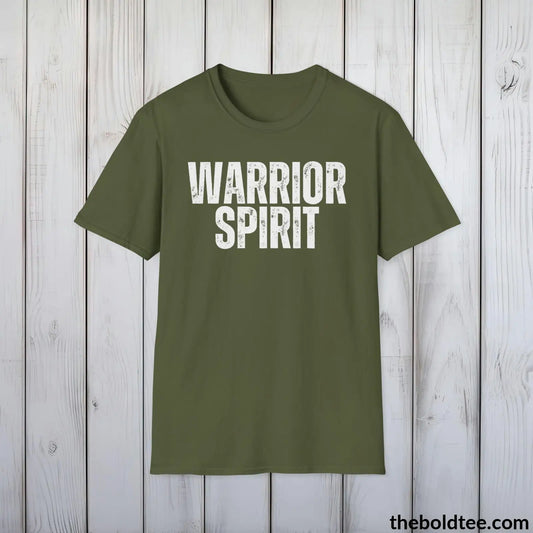 T-Shirt Military Green / S WARRIOR SPIRIT Military Tee - Strong & Versatile Cotton Crewneck T-Shirt - 9 Bold Colors