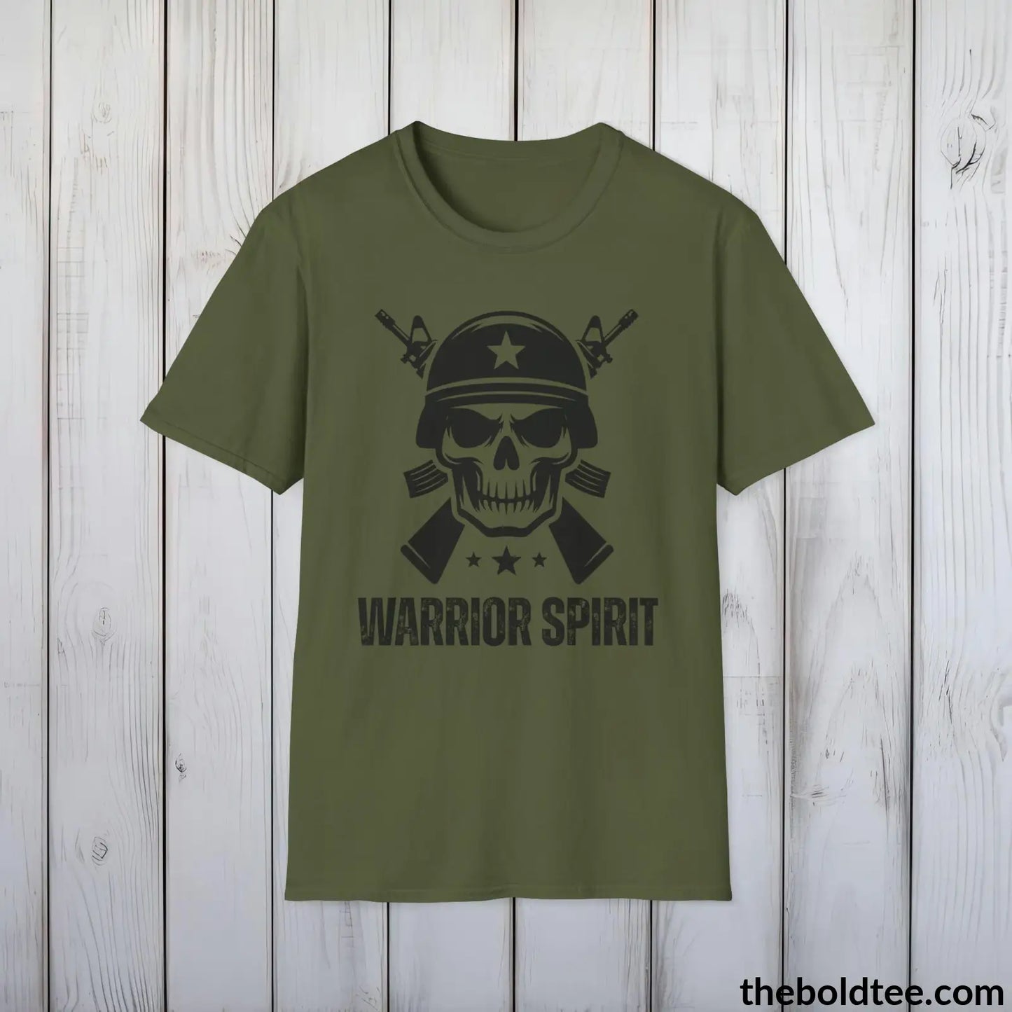 T-Shirt Military Green / S WARRIOR SPIRIT Military Tee - Strong & Versatile Cotton Crewneck T-Shirt - 9 Bold Colors