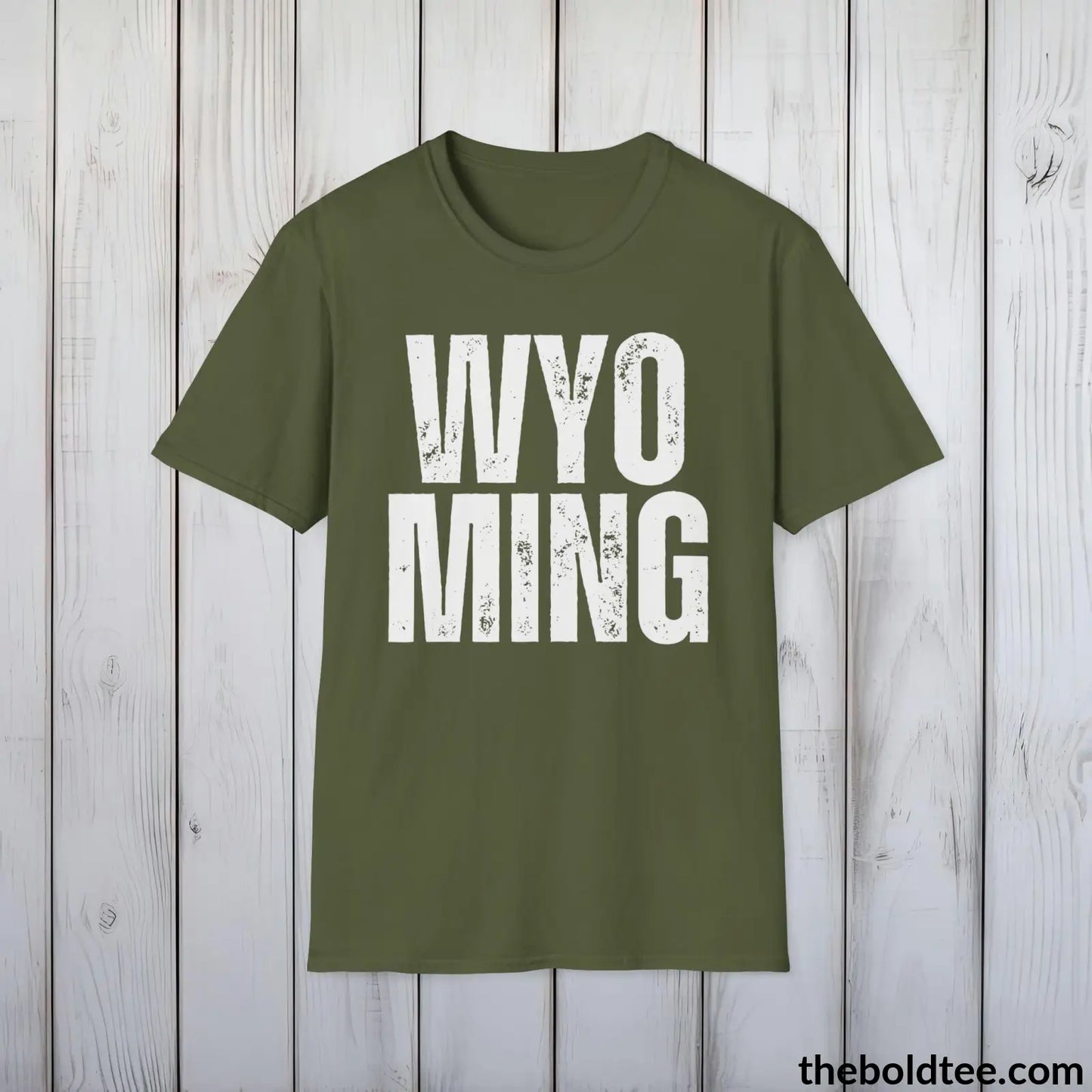 T-Shirt Military Green / S WYOMING - Casual, Sustainable & Soft Cotton Crewneck Unisex T-Shirt - 9 Bold Colors