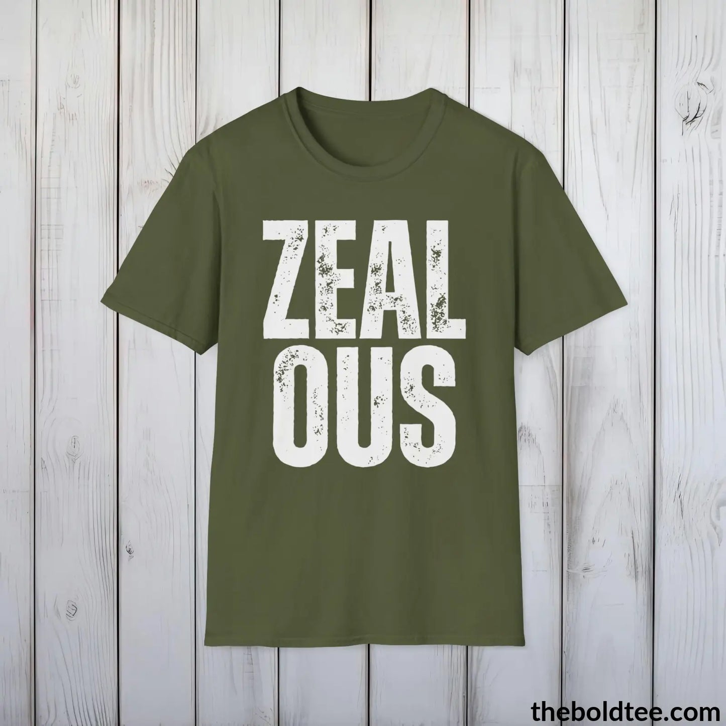 T-Shirt Military Green / S ZEALOUS Tee - Casual, Sustainable & Soft Cotton Crewneck Unisex T-Shirt - 9 Bold Colors