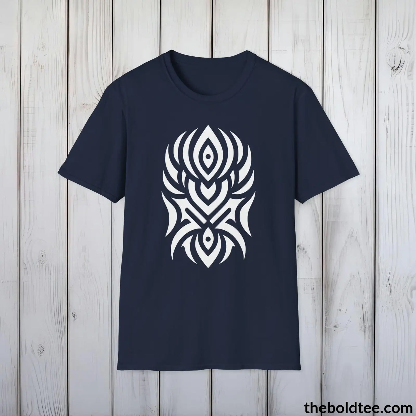 T-Shirt Navy / S Bold Tribal Pattern Tee - Premium Soft Cotton Crewneck Unisex T-Shirt - 9 Bold Colors