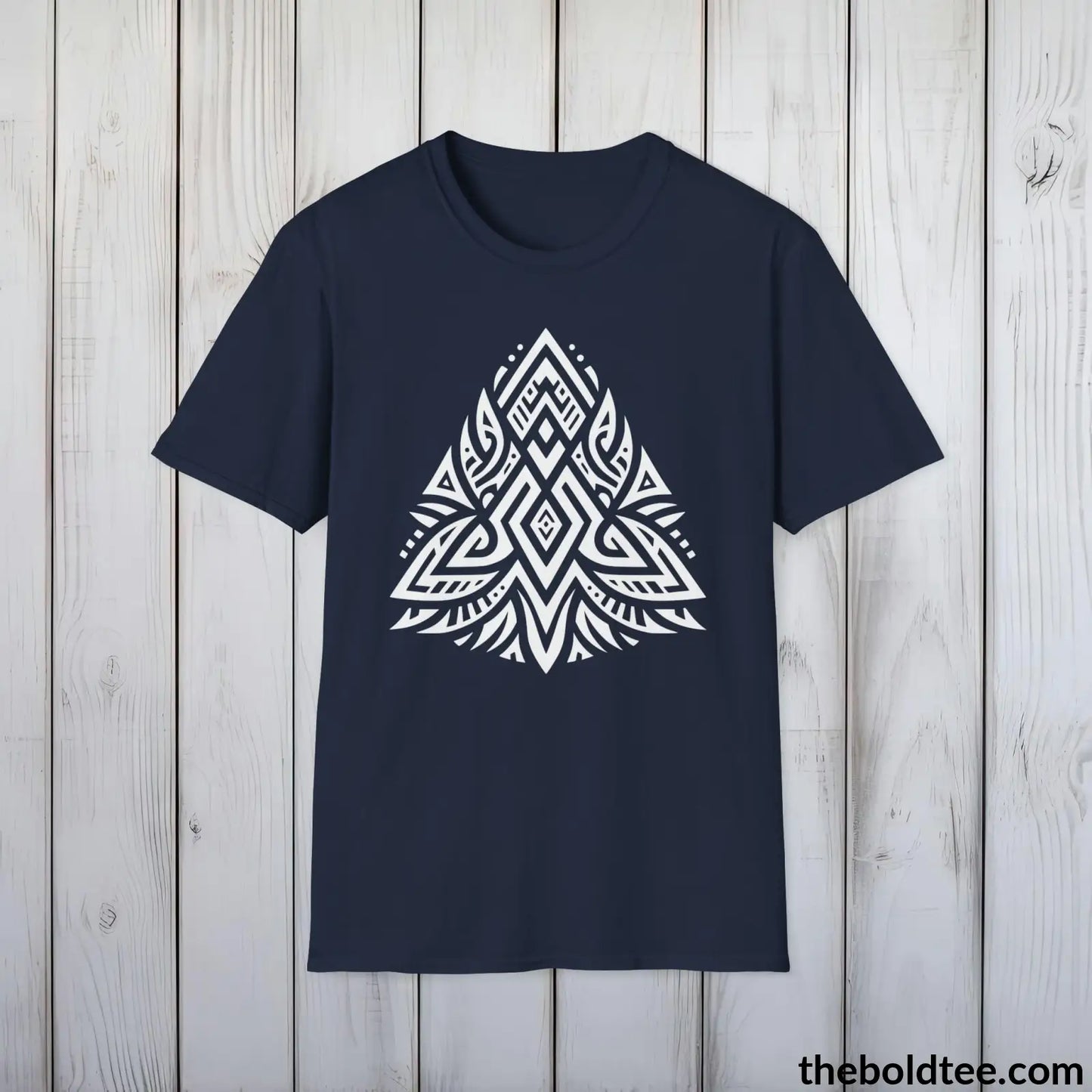 T-Shirt Navy / S Bold Tribal Pattern Tee - Premium Soft Cotton Crewneck Unisex T-Shirt - 9 Bold Colors