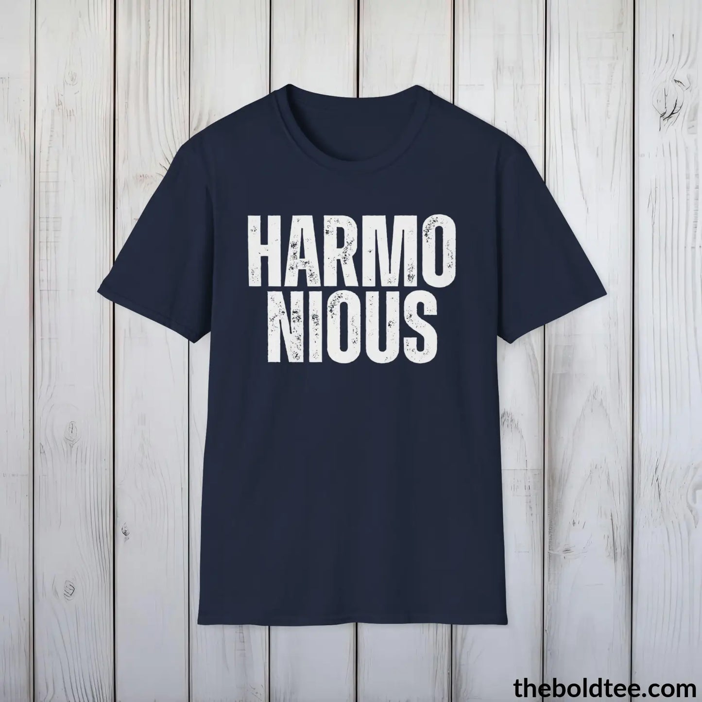 T-Shirt Navy / S HARMONIOUS Tee - Casual, Sustainable & Soft Cotton Crewneck Unisex T-Shirt - 9 Bold Colors