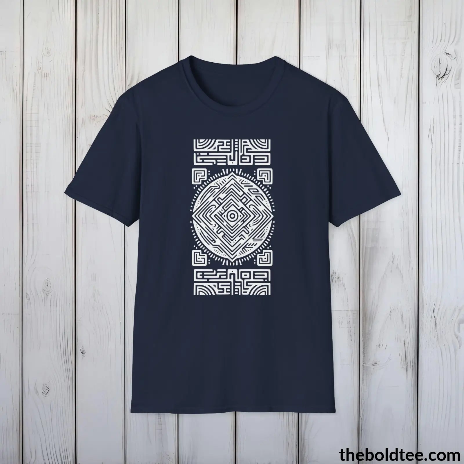 T-Shirt Navy / S Inca Tribal Pattern Tee - Premium Soft Cotton Crewneck Unisex T-Shirt - 9 Bold Colors