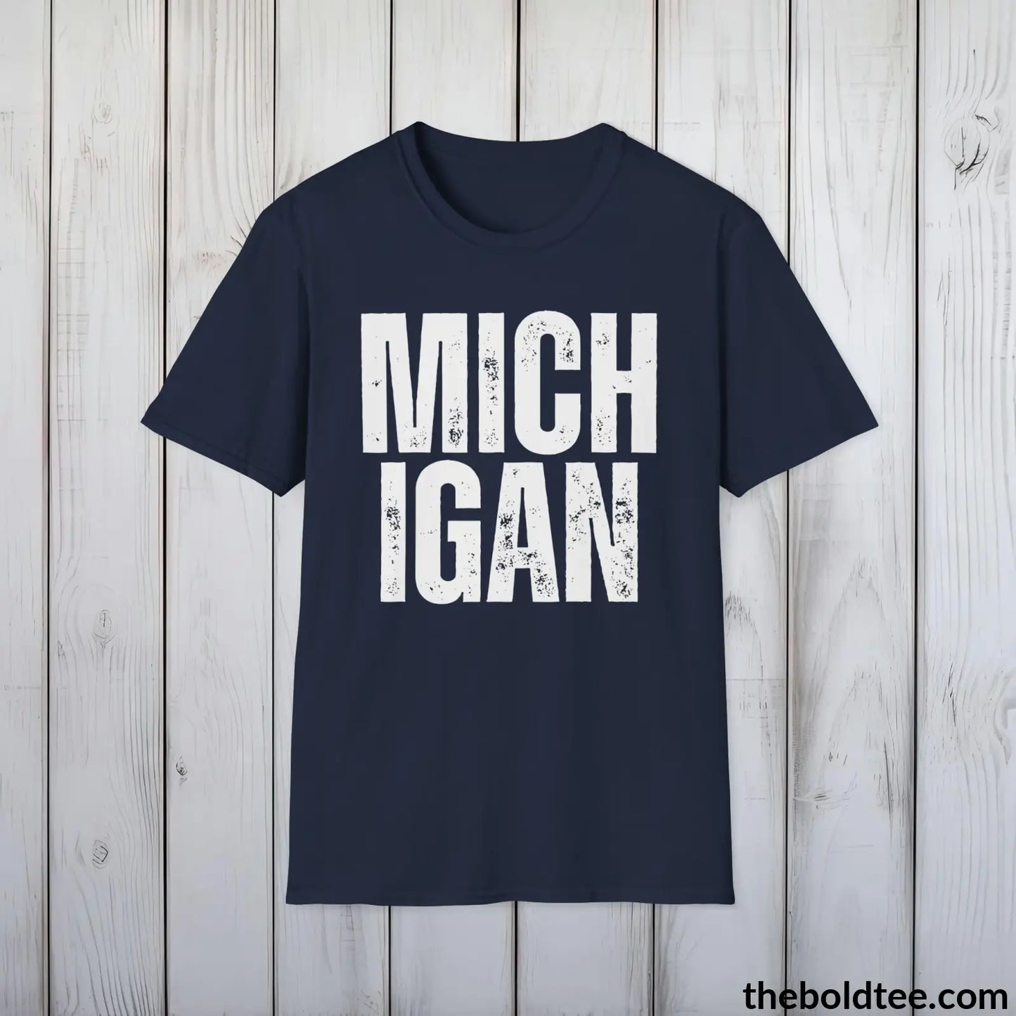 T-Shirt Navy / S MICHIGAN Tee - Casual, Sustainable & Soft Cotton Crewneck Unisex T-Shirt - 9 Bold Colors