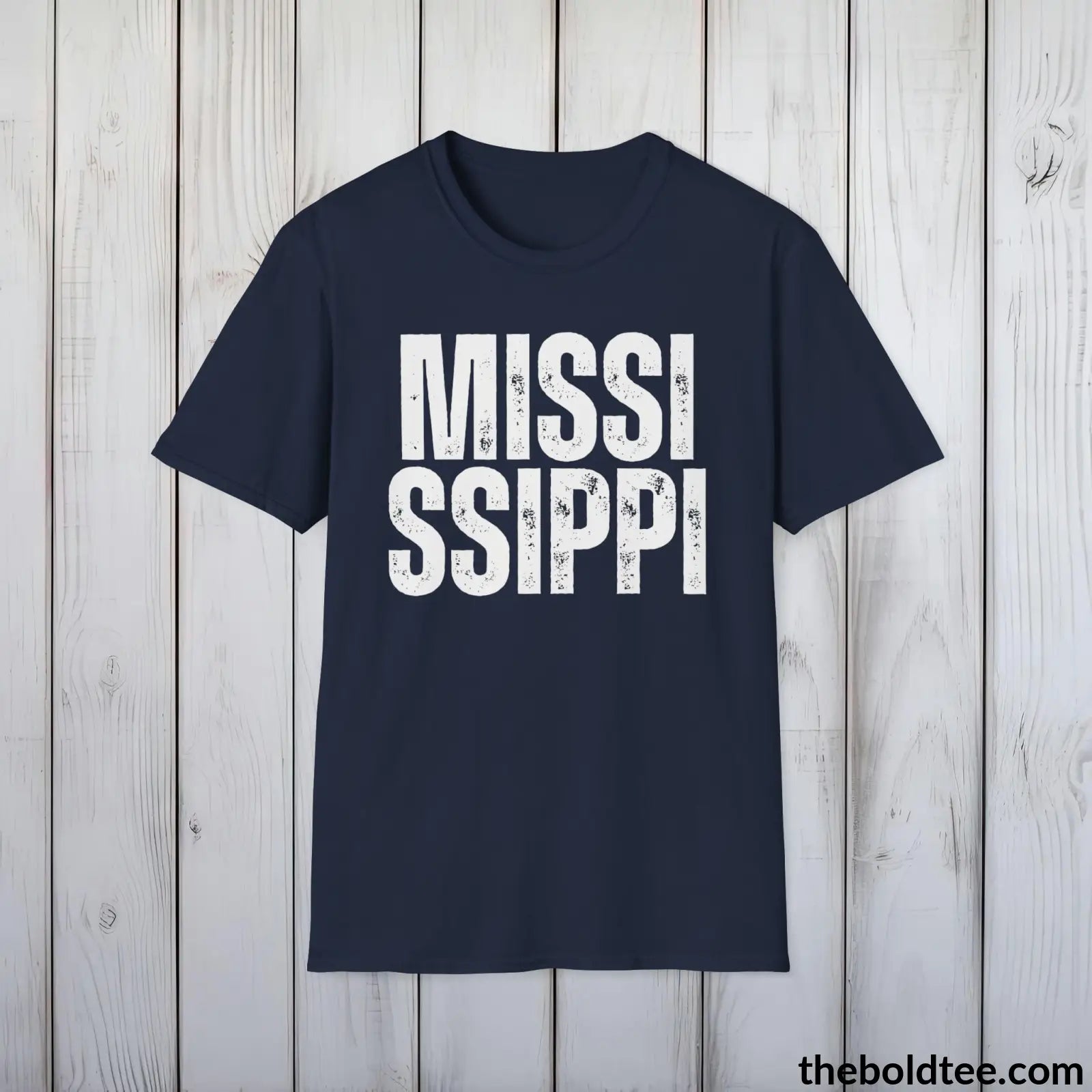 T-Shirt Navy / S MISSISSIPPI Tee - Casual, Sustainable & Soft Cotton Crewneck Unisex T-Shirt - 9 Bold Colors