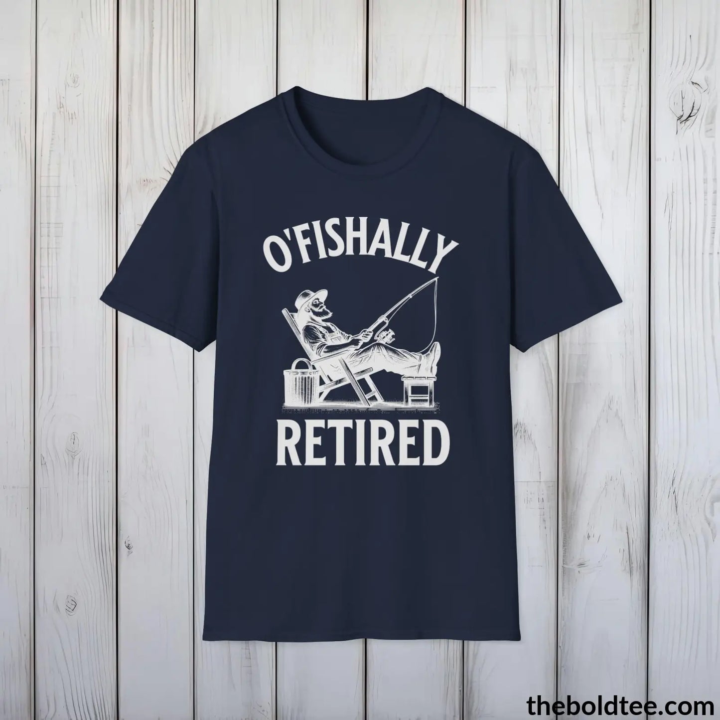 T-Shirt Navy / S O'Fishally Retired T-Shirt - Premium Retirement Fishing Graphic Tee - Fishing Gift For Retiree - Funny Fishing Meme Shirt - 9 Colors