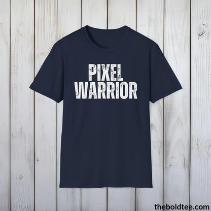 T-Shirt Navy / S PIXEL WARRIOR Gamer Tee - Sustainable & Soft Cotton Crewneck Unisex T-Shirt - 9 Bold Colors