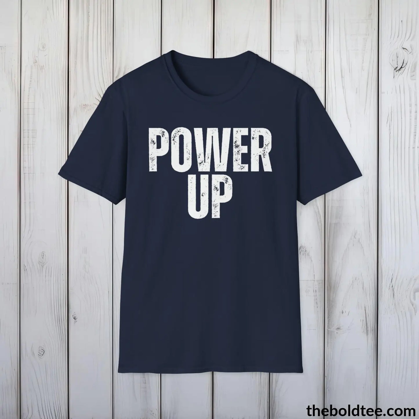 T-Shirt Navy / S POWER UP Gamer Tee - Sustainable & Soft Cotton Crewneck Unisex T-Shirt - 9 Bold Colors