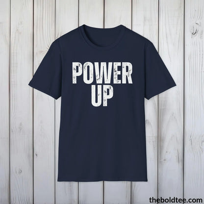 T-Shirt Navy / S POWER UP Gamer Tee - Sustainable & Soft Cotton Crewneck Unisex T-Shirt - 9 Bold Colors