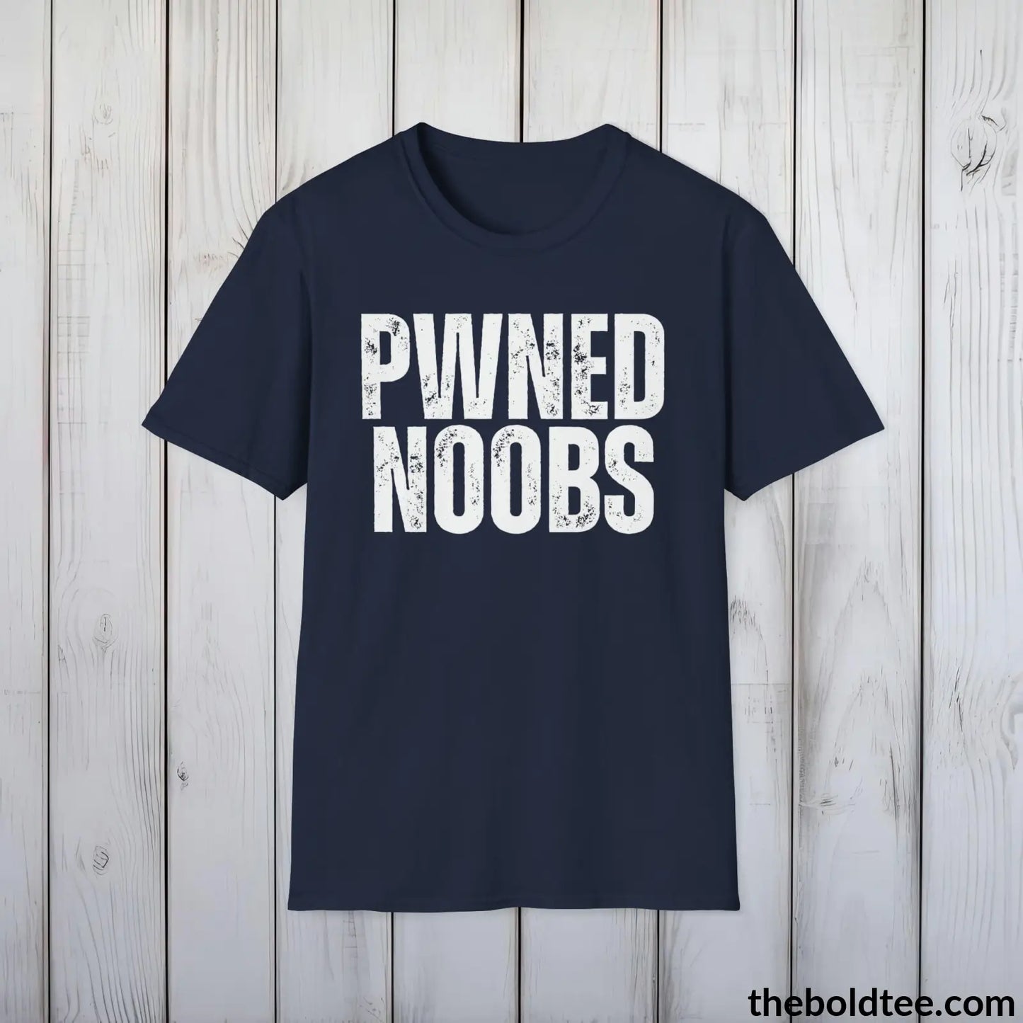 T-Shirt Navy / S PWNED NOOBS Gamer Tee - Sustainable & Soft Cotton Crewneck Unisex T-Shirt - 9 Bold Colors