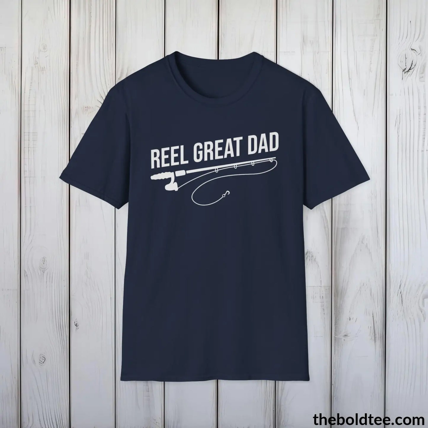 T-Shirt Navy / S Reel Great Dad T-Shirt - Premium Dad Fishing Graphic Tee - Fishing Gift For Father - Funny Meme Fishing Shirt - 9 Colors Available