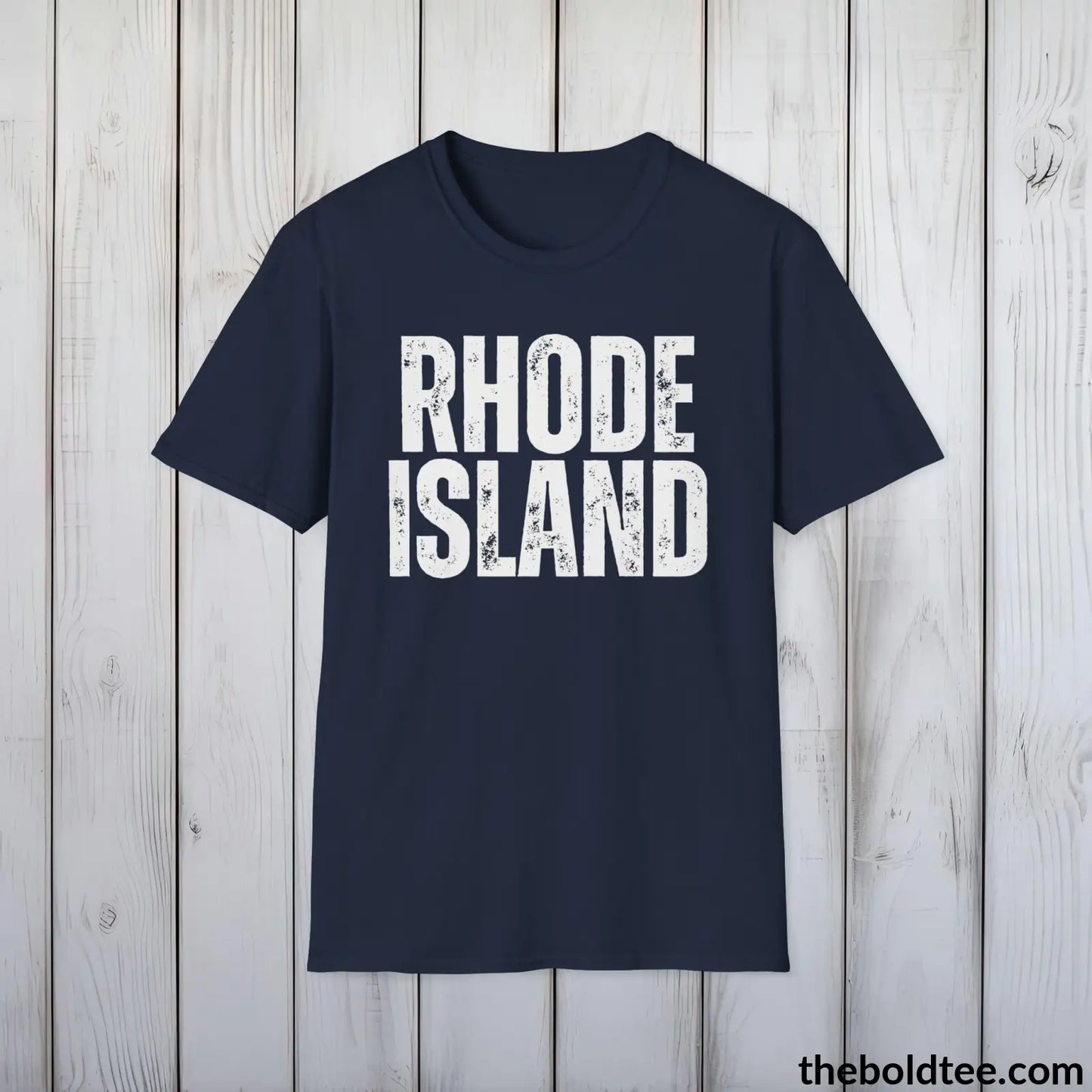 T-Shirt Navy / S RHODE ISLAND Tee - Casual, Sustainable & Soft Cotton Crewneck Unisex T-Shirt - 9 Bold Colors