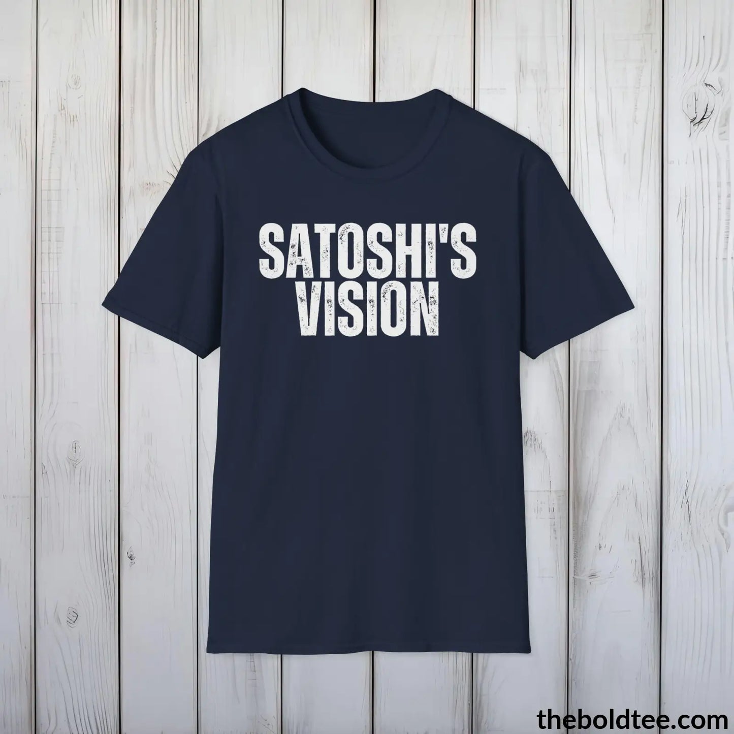 T-Shirt Navy / S SATOSHI'S VISION Cryptocurrency Tee - Sustainable & Soft Cotton Crewneck Unisex T-Shirt - 9 Bold Colors