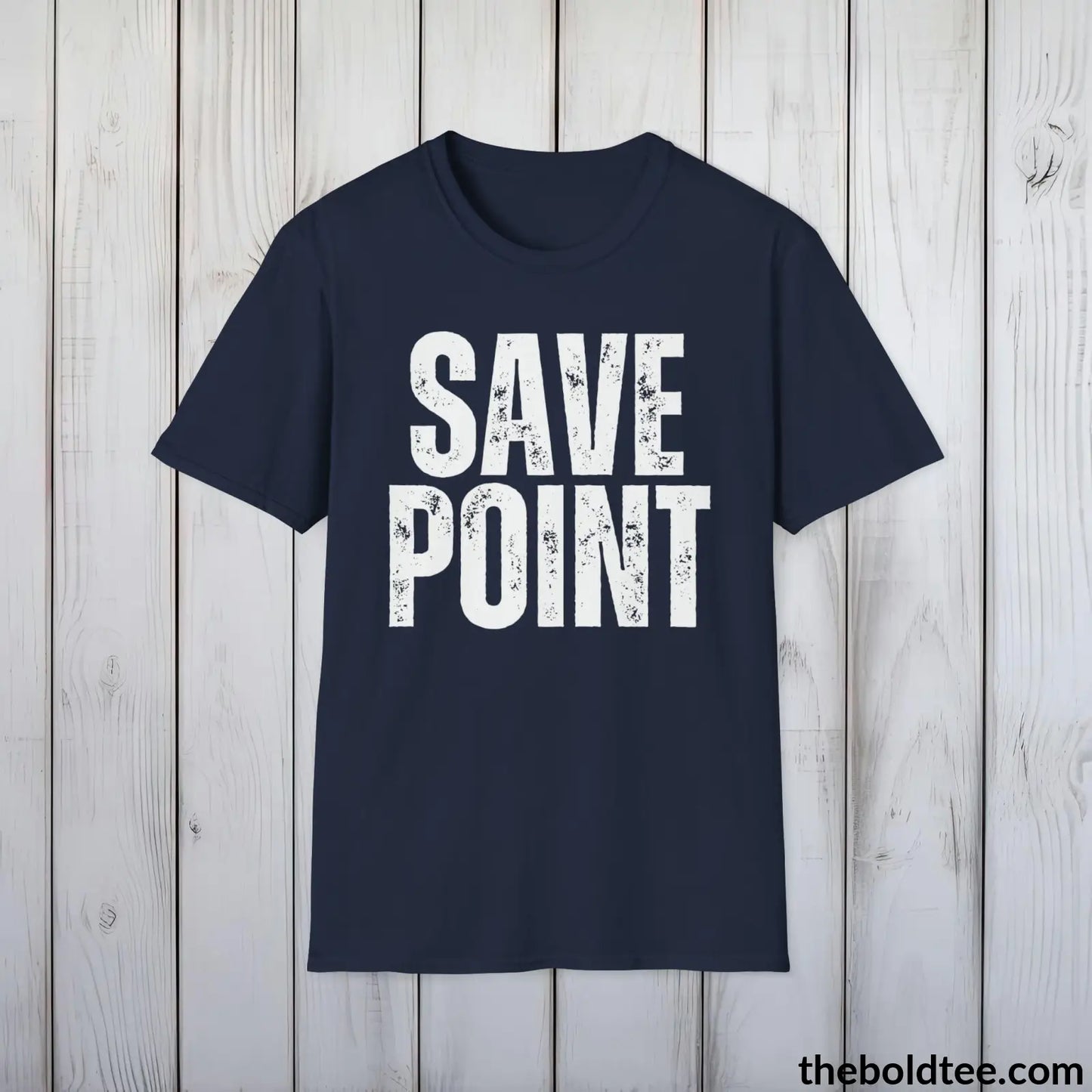 T-Shirt Navy / S SAVE POINT Gamer Tee - Sustainable & Soft Cotton Crewneck Unisex T-Shirt - 9 Bold Colors