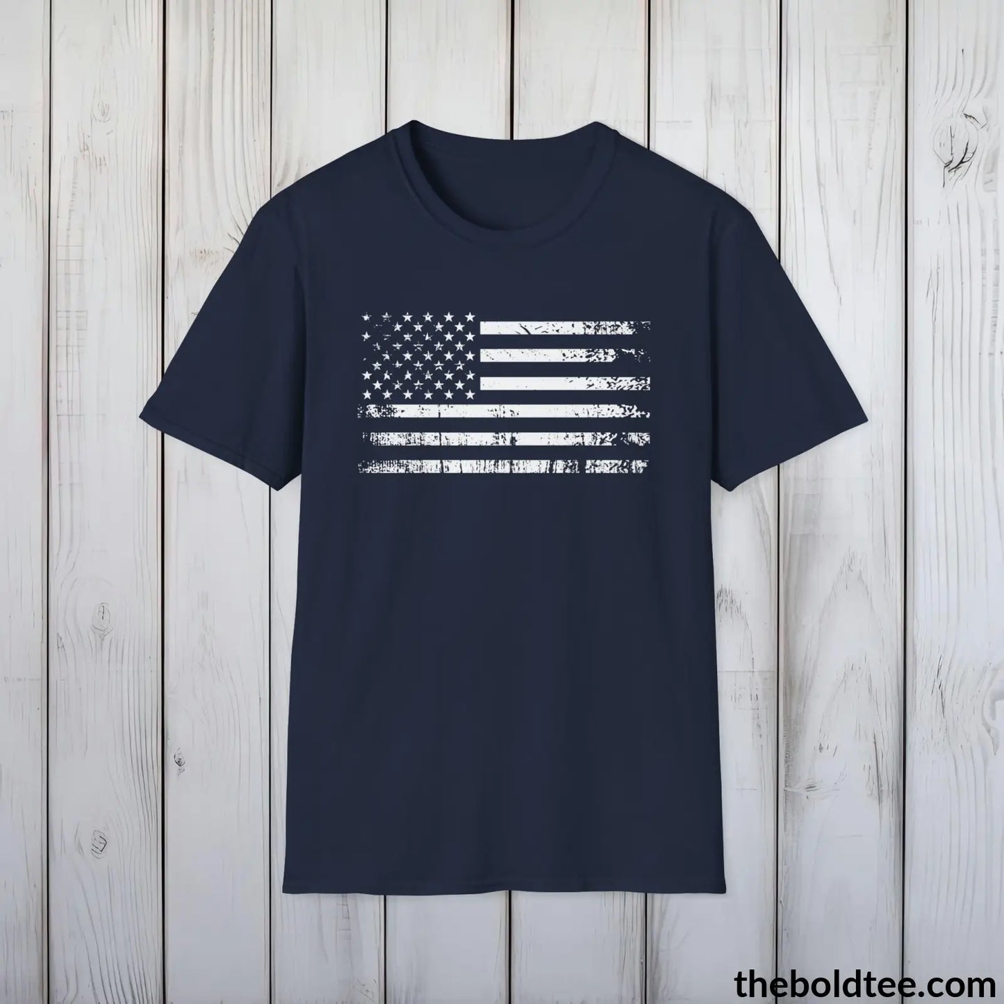 T-Shirt Navy / S US FLAG Military Tee - Strong & Versatile Cotton Crewneck T-Shirt - 9 Bold Colors