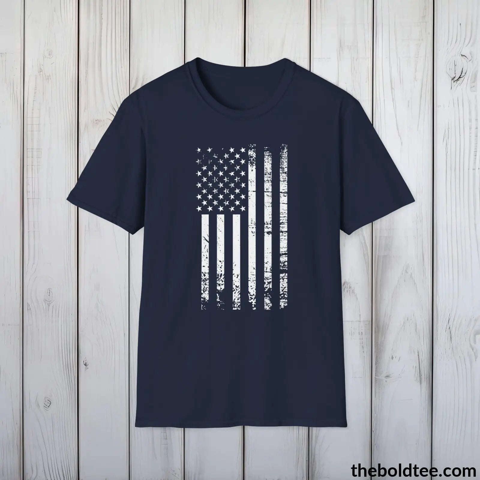 T-Shirt Navy / S US FLAG Military Tee - Strong & Versatile Cotton Crewneck T-Shirt - 9 Bold Colors